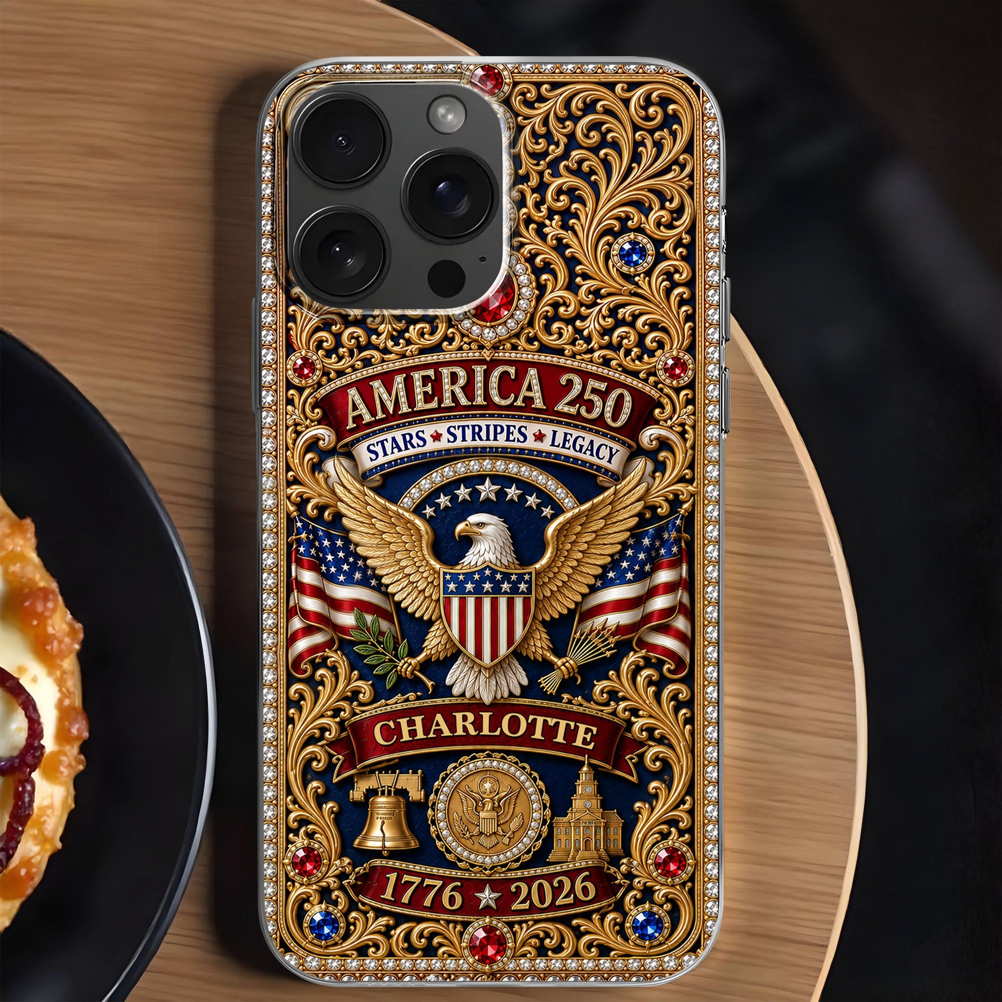 Personalized Clear Phone Case American Flag Gifts for Him Clear Phone Case GradoCreations