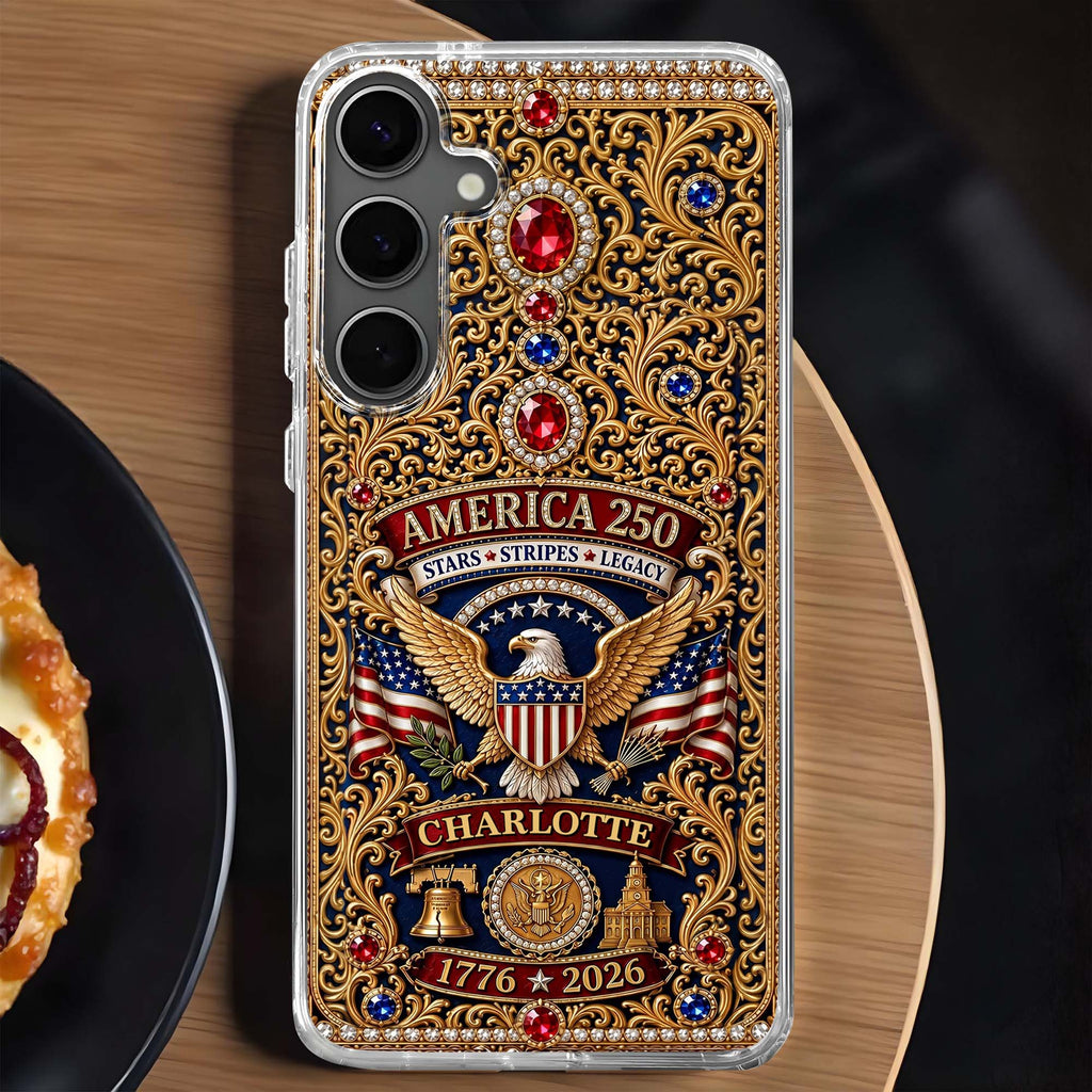 Personalized Clear Phone Case American Flag Gifts for Him Clear Phone Case GradoCreations