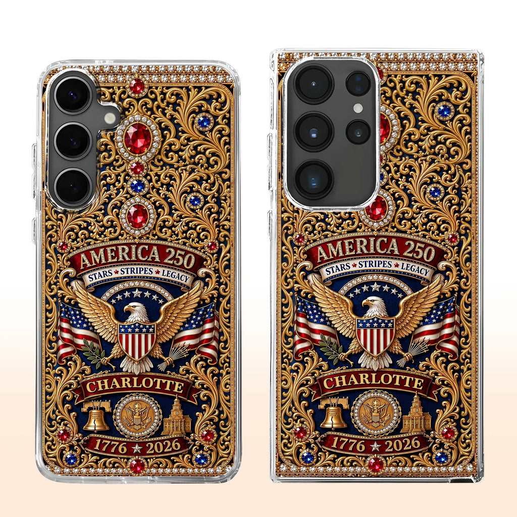 Personalized Clear Phone Case American Flag Gifts for Him Clear Phone Case GradoCreations