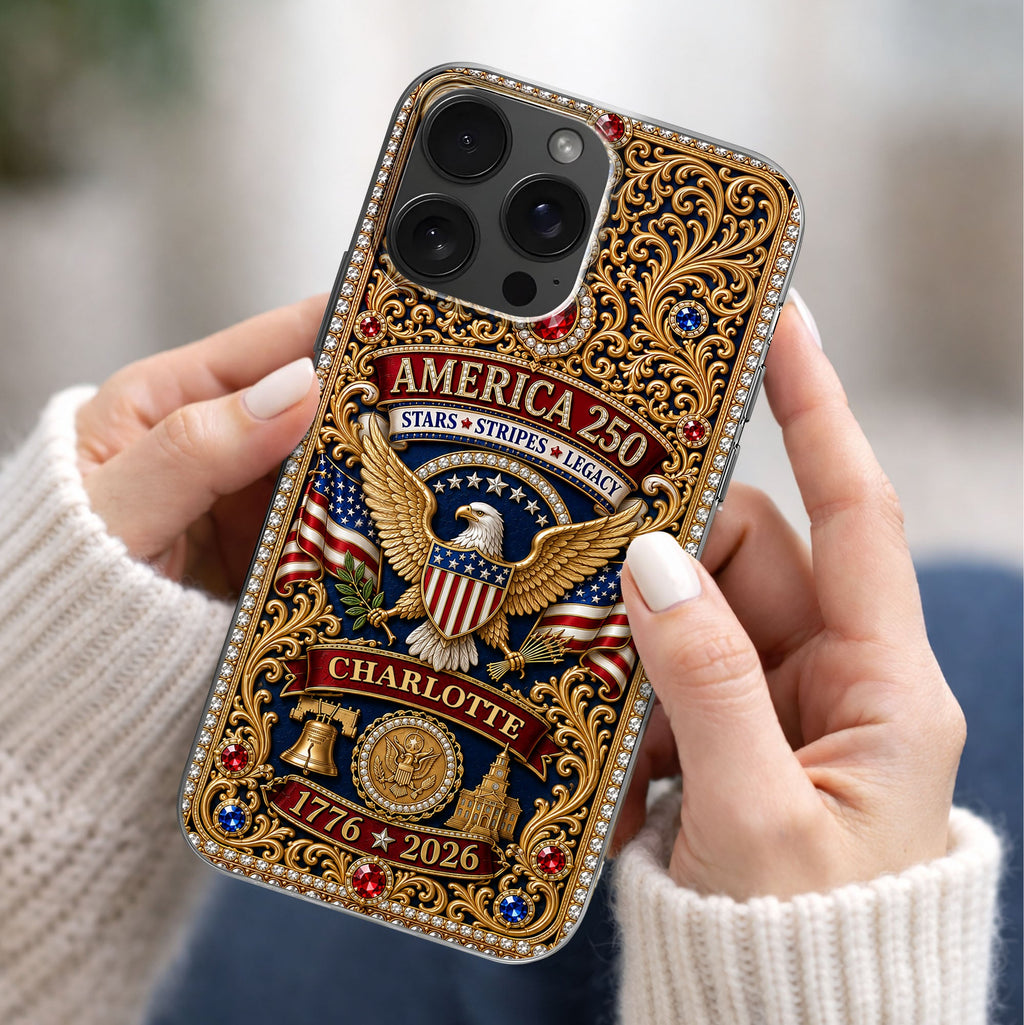 Personalized Clear Phone Case American Flag Gifts for Him Clear Phone Case GradoCreations