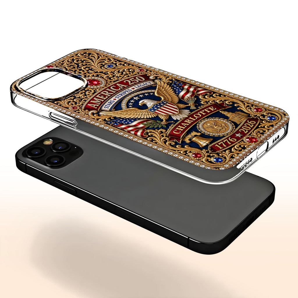 Personalized Clear Phone Case American Flag Gifts for Him Clear Phone Case GradoCreations