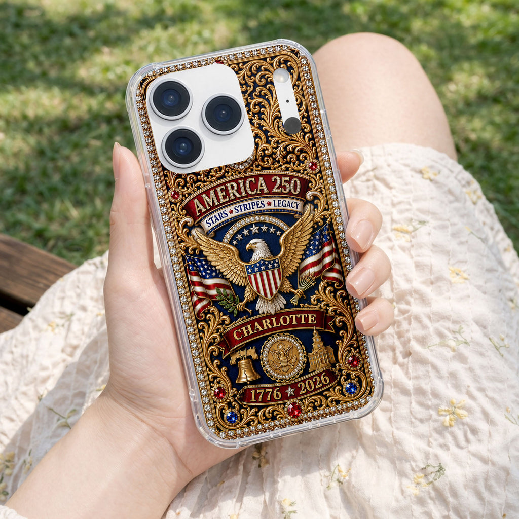 Personalized Clear Phone Case American Flag Gifts for Him Clear Phone Case GradoCreations