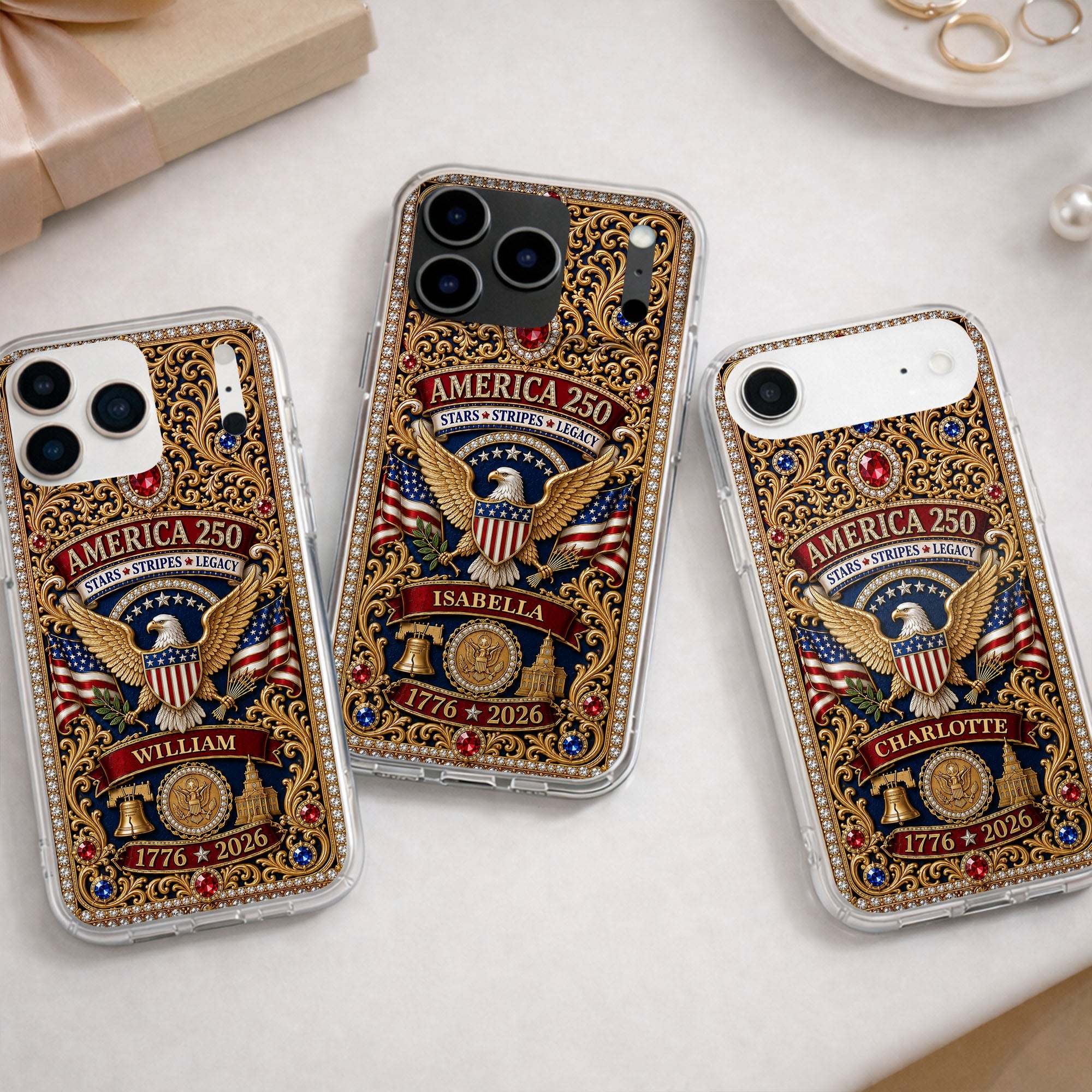 Personalized Clear Phone Case American Flag Gifts for Him Clear Phone Case GradoCreations