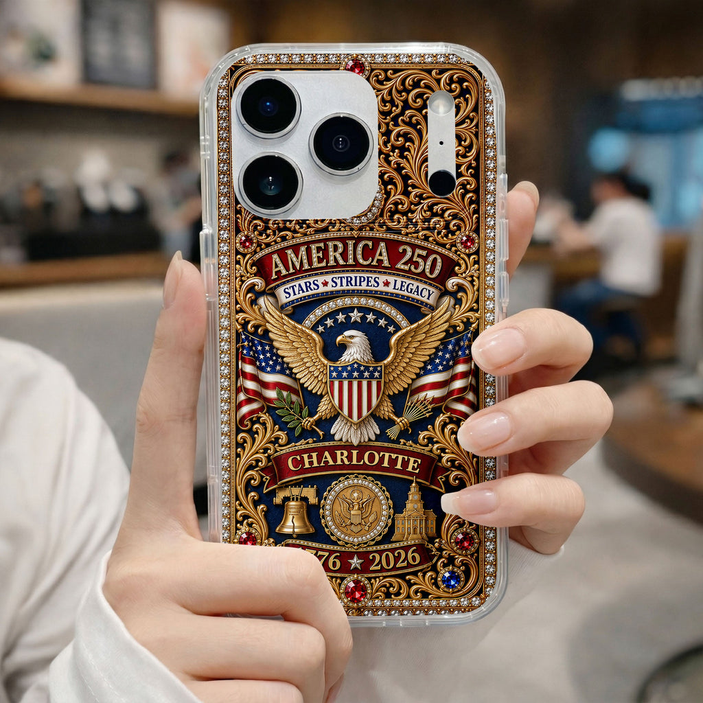 Personalized Clear Phone Case American Flag Gifts for Him Clear Phone Case GradoCreations
