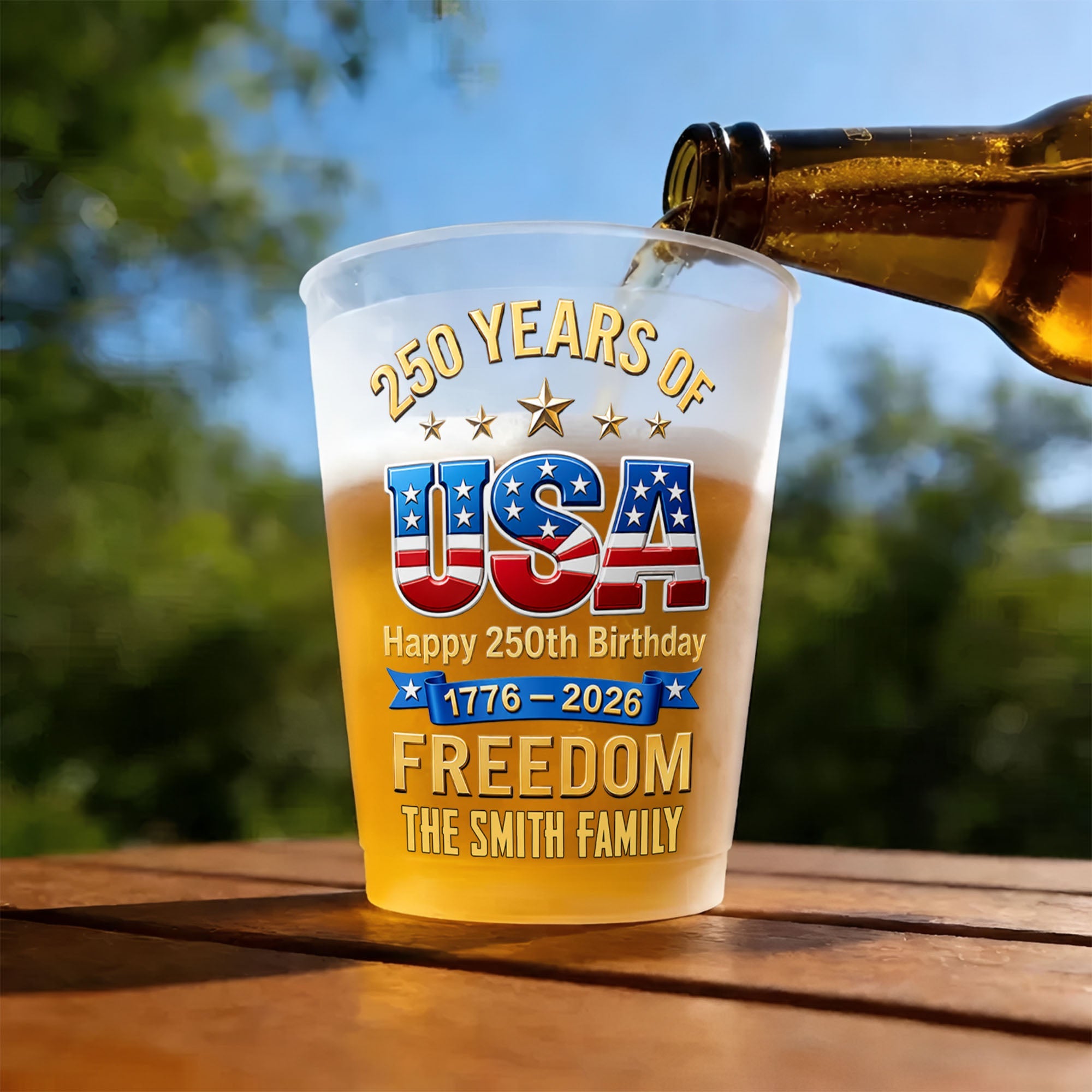 Personalized Frosted Cups Custom Name USA Flag Gift for 4th of July Frosted Cups GradoCreations
