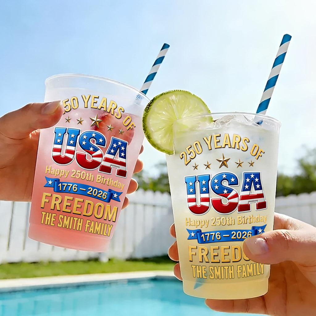Personalized Frosted Cups Custom Name USA Flag Gift for 4th of July Frosted Cups GradoCreations