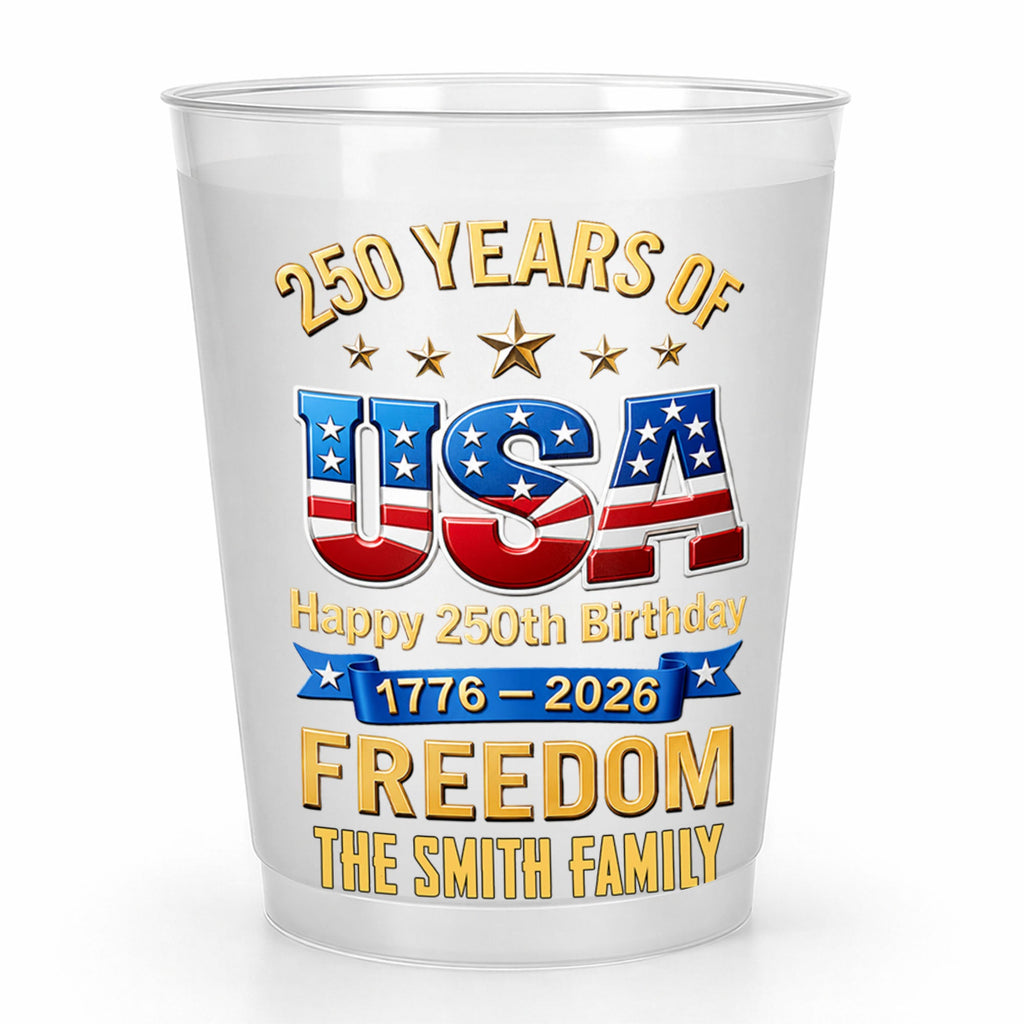 Personalized Frosted Cups Custom Name USA Flag Gift for 4th of July Frosted Cups GradoCreations