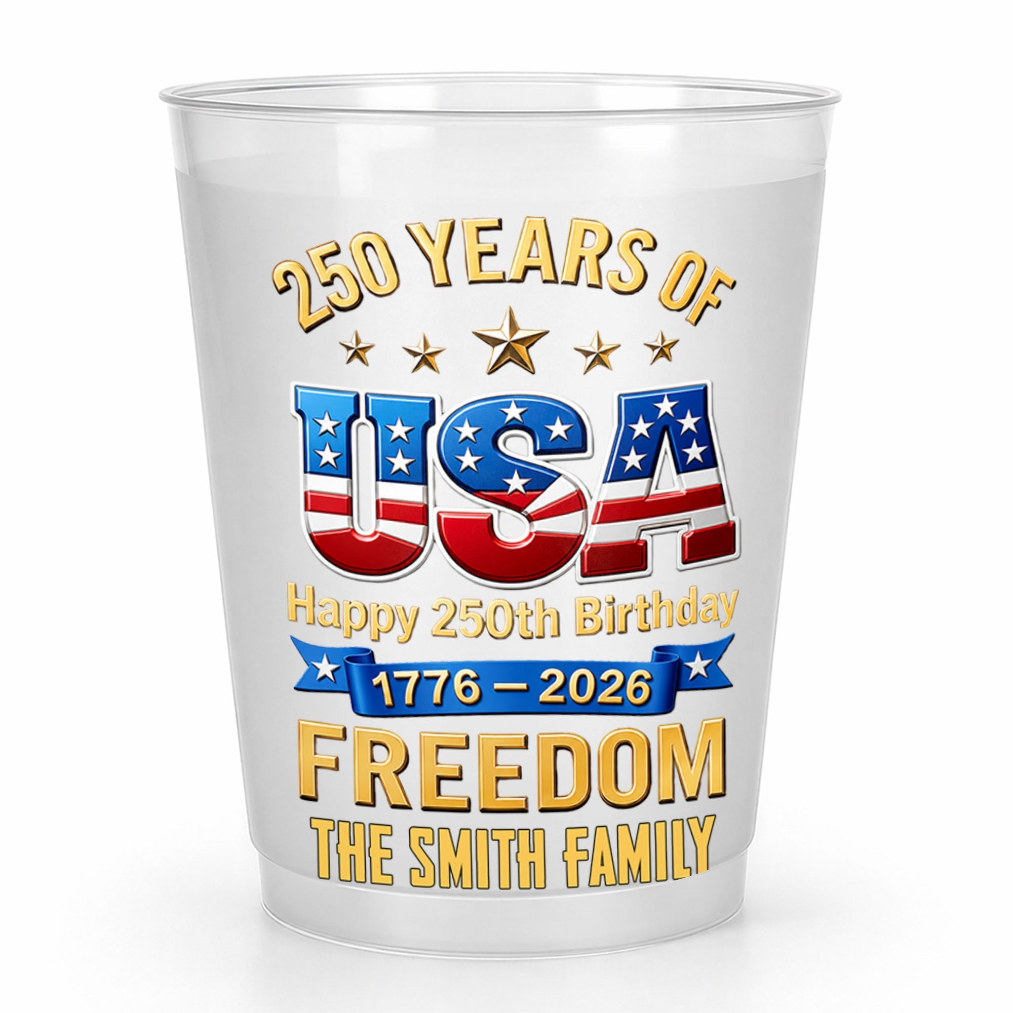 Personalized Frosted Cups Custom Name USA Flag Gift for 4th of July Frosted Cups GradoCreations