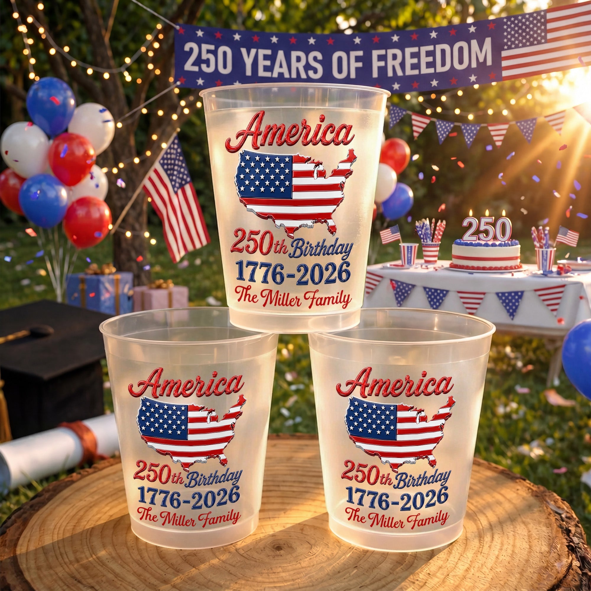 Personalized Frosted Cups USA Map American Flag Family Gift Frosted Cups GradoCreations