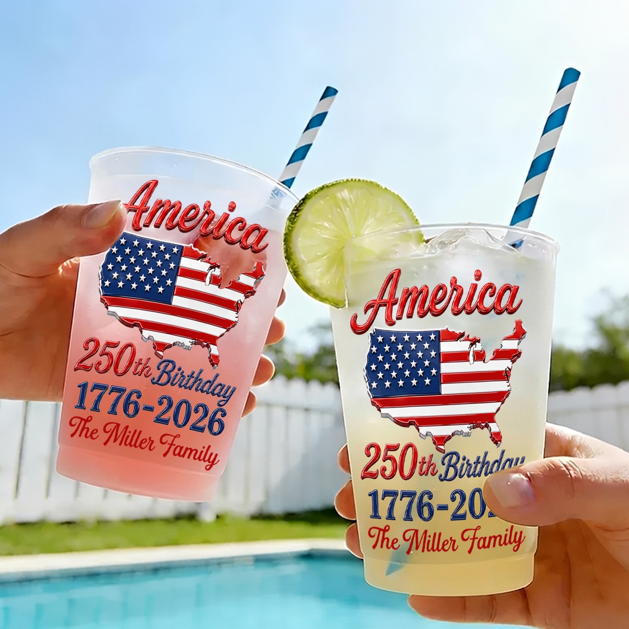 Personalized Frosted Cups USA Map American Flag Family Gift Frosted Cups GradoCreations