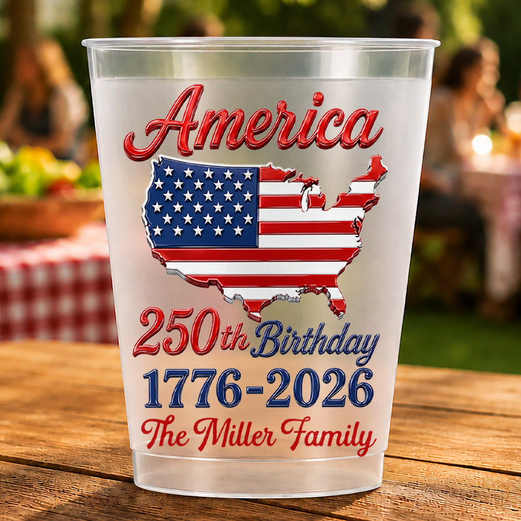 Personalized Frosted Cups USA Map American Flag Family Gift Frosted Cups GradoCreations