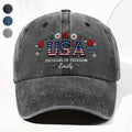 Personalized Washed Denim Cap USA Flag Gift for Independence Day Washed Denim Cap GradoCreations