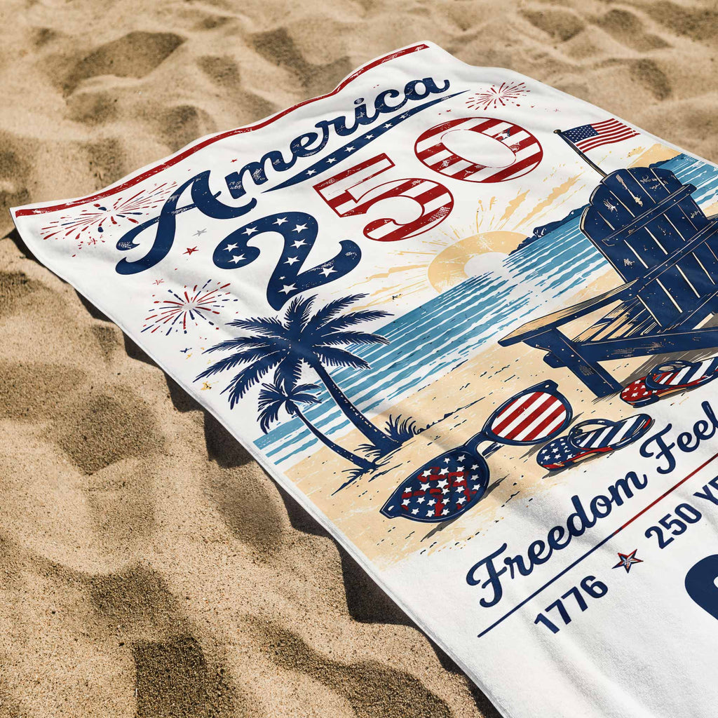 Personalized Microfiber Beach Towel USA Flag Custom Name Gift Beach Towels GradoCreations