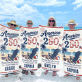 Personalized Microfiber Beach Towel USA Flag Custom Name Gift Beach Towels GradoCreations