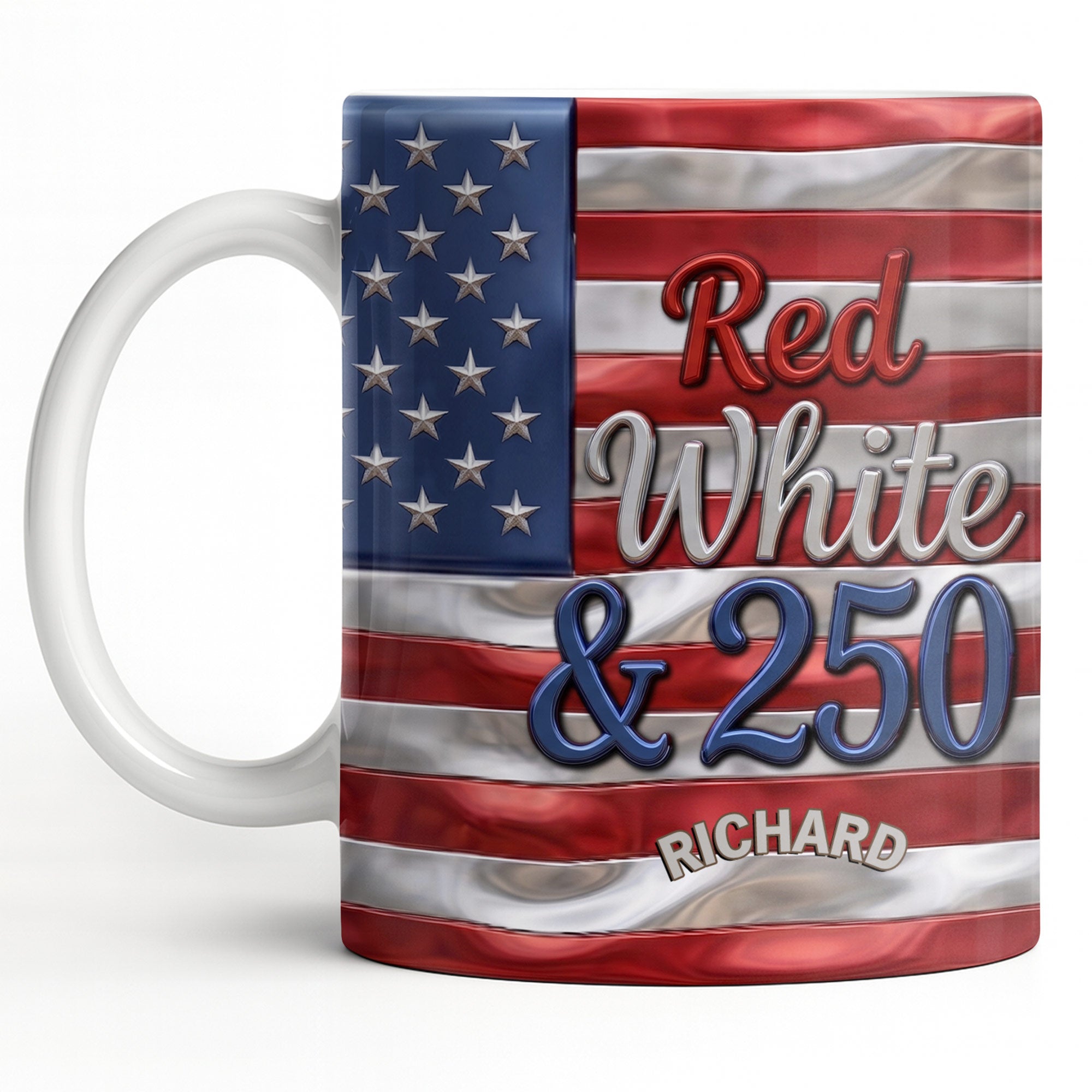 Personalized USA Flag Coffee Mug Custom Name 4th of July Gift Edge-to-edge Mug GradoCreations