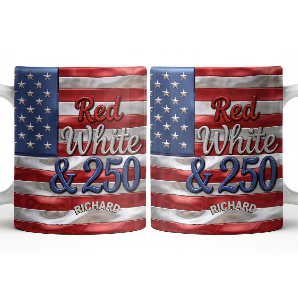 Personalized USA Flag Coffee Mug Custom Name 4th of July Gift Edge-to-edge Mug GradoCreations