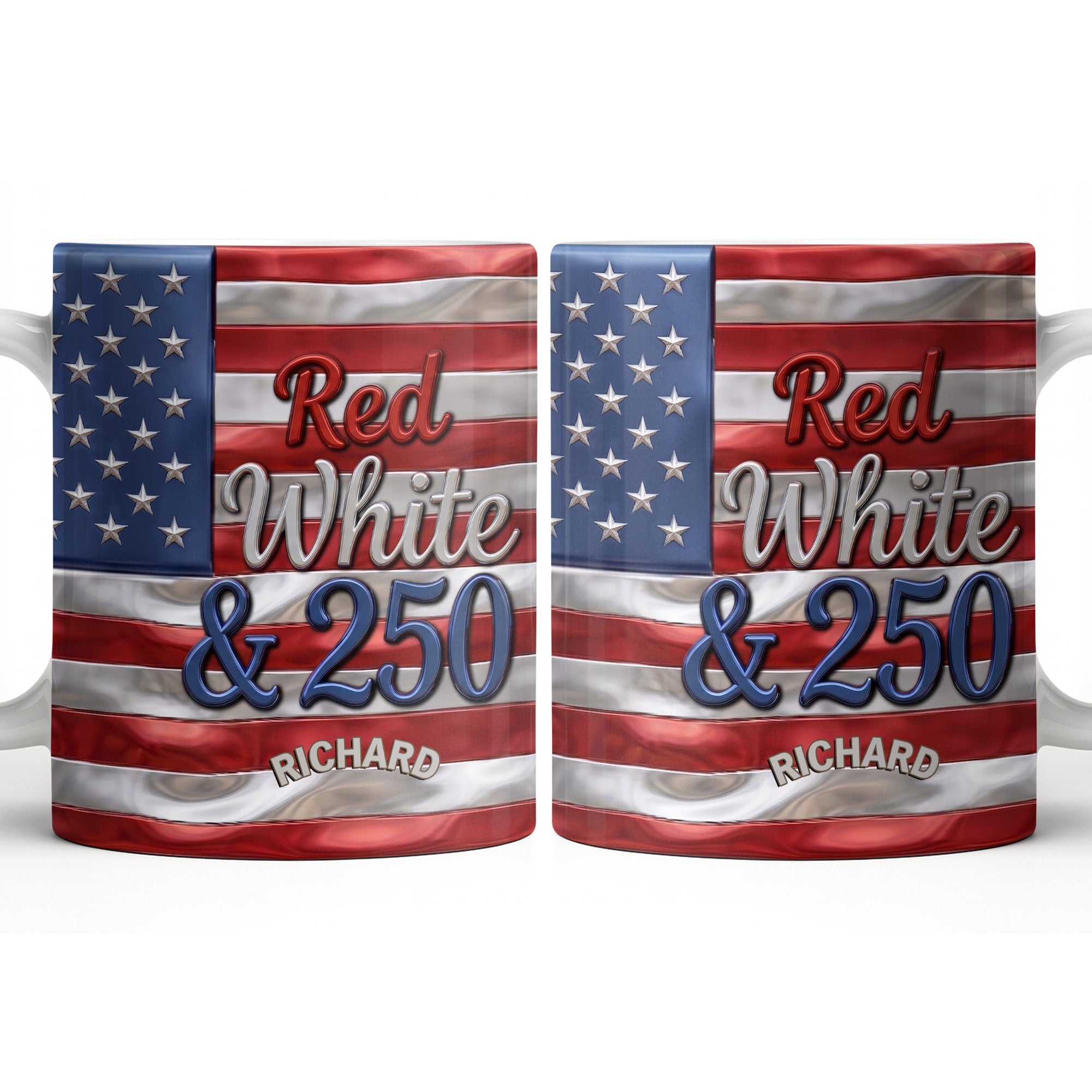 Personalized USA Flag Coffee Mug Custom Name 4th of July Gift Edge-to-edge Mug GradoCreations