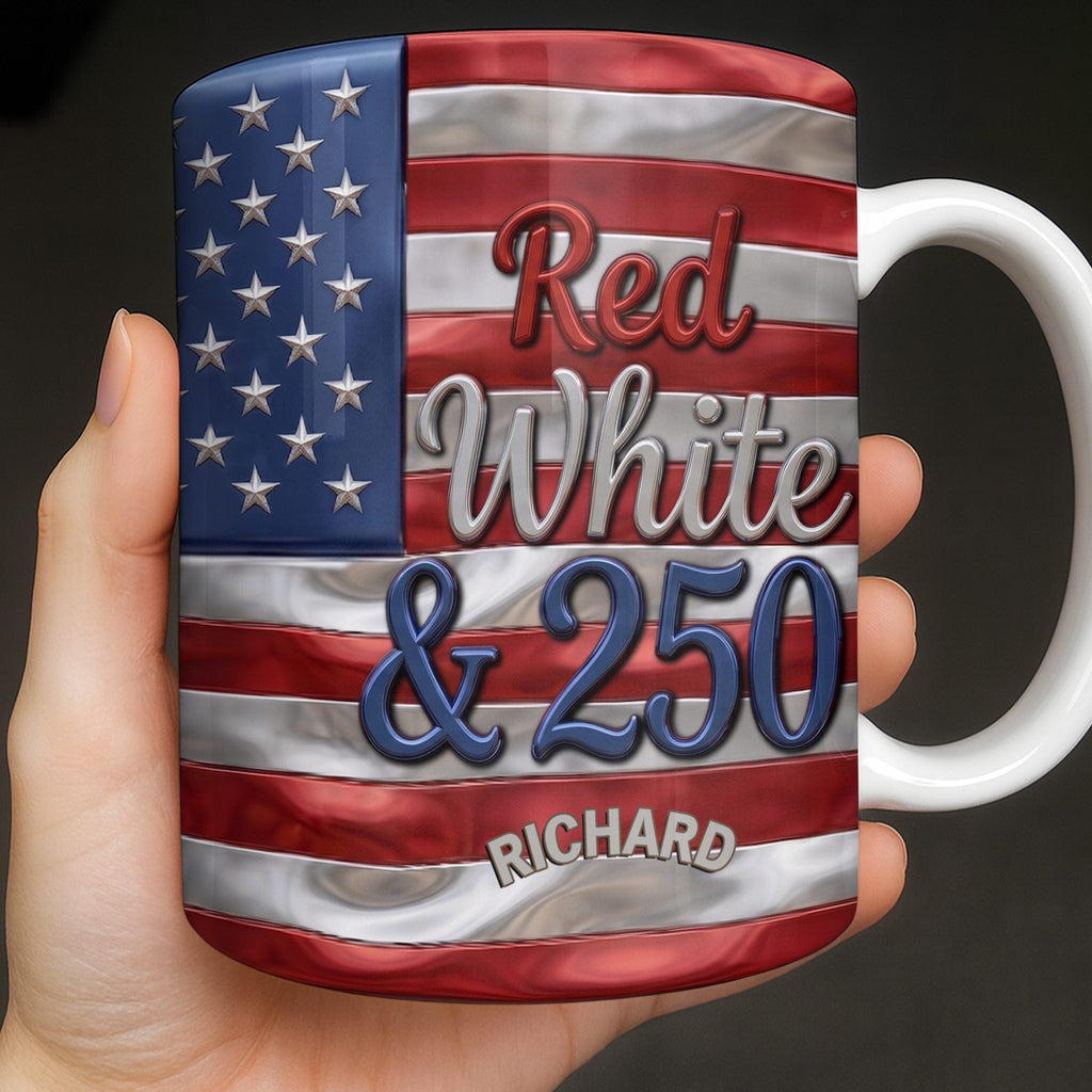 Personalized USA Flag Coffee Mug Custom Name 4th of July Gift Edge-to-edge Mug GradoCreations