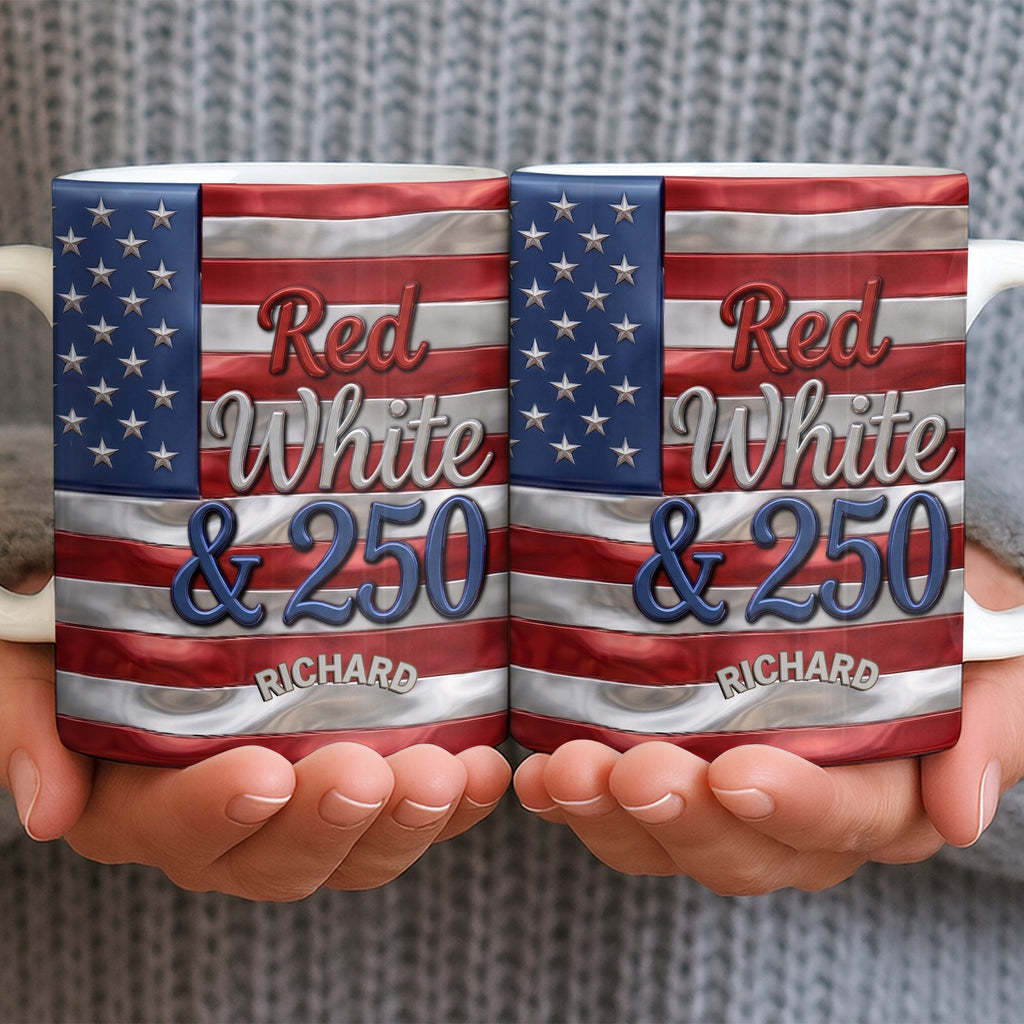 Personalized USA Flag Coffee Mug Custom Name 4th of July Gift Edge-to-edge Mug GradoCreations