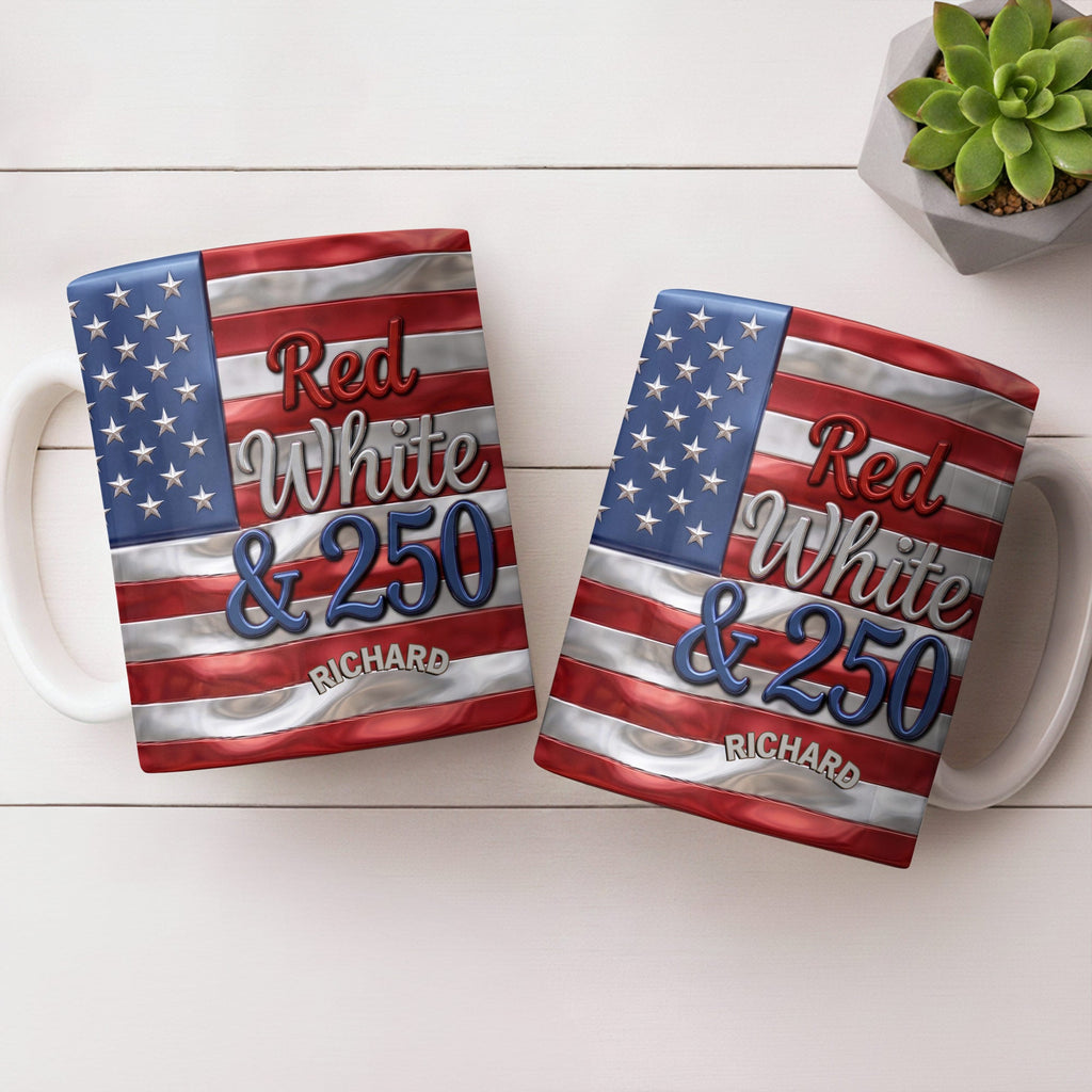 Personalized USA Flag Coffee Mug Custom Name 4th of July Gift Edge-to-edge Mug GradoCreations