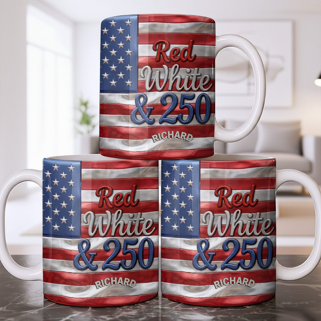 Personalized USA Flag Coffee Mug Custom Name 4th of July Gift Edge-to-edge Mug GradoCreations