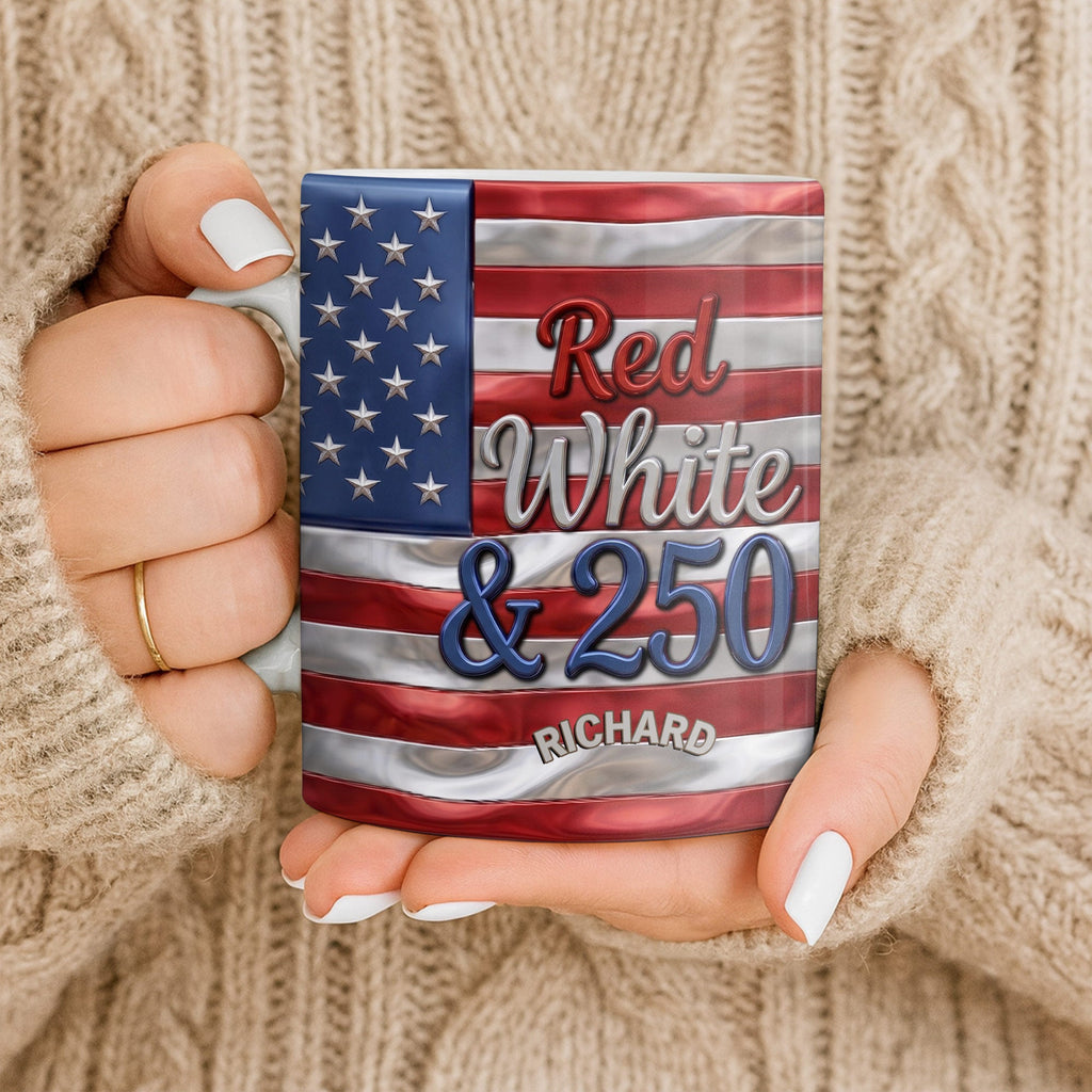 Personalized USA Flag Coffee Mug Custom Name 4th of July Gift Edge-to-edge Mug GradoCreations
