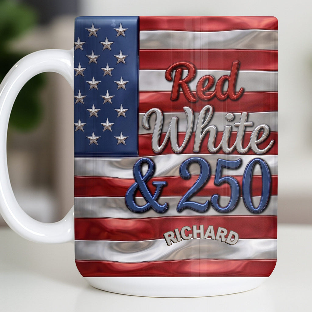 Personalized USA Flag Coffee Mug Custom Name 4th of July Gift Edge-to-edge Mug GradoCreations