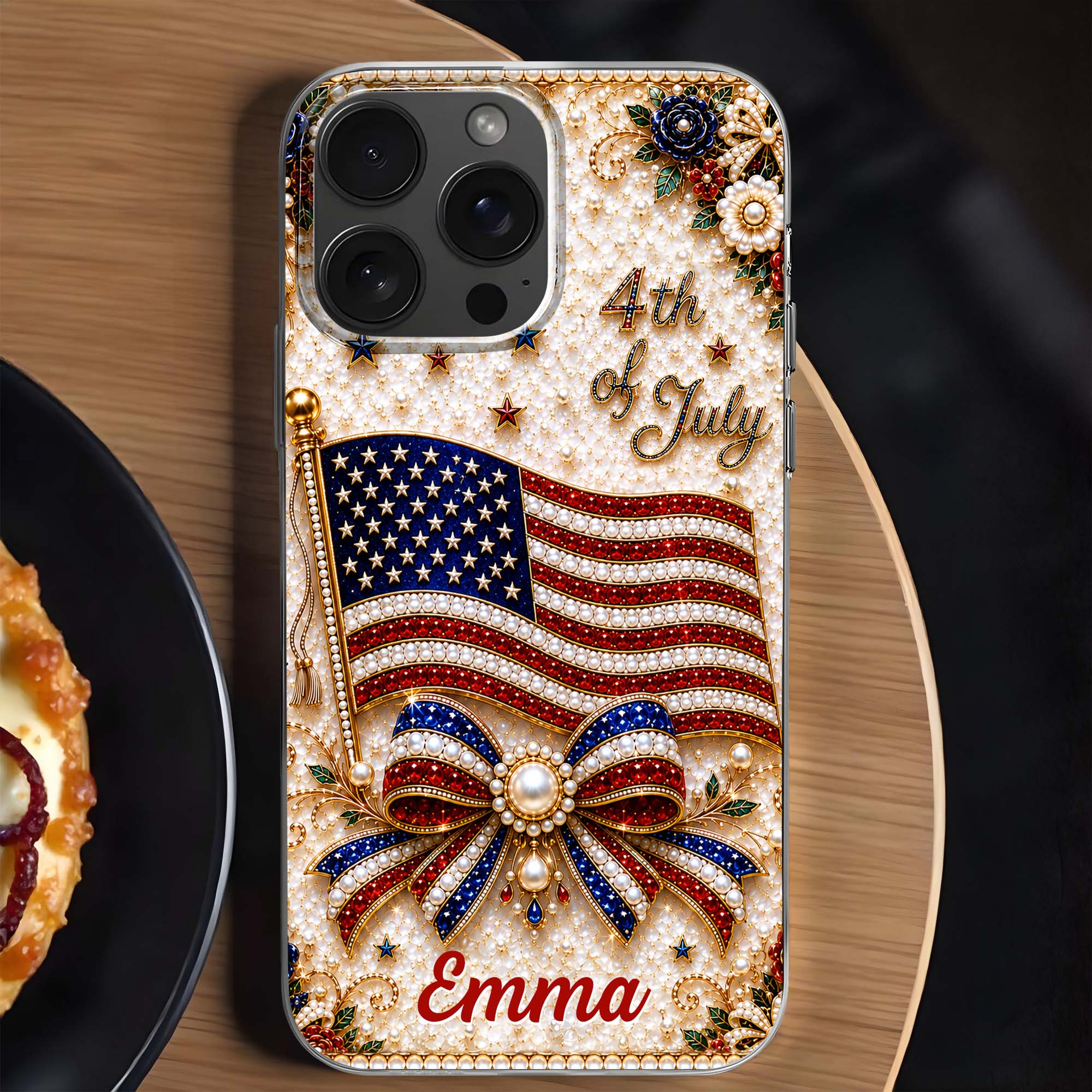 Personalized Clear Phone Case American Flag Gift for Her Clear Phone Case GradoCreations
