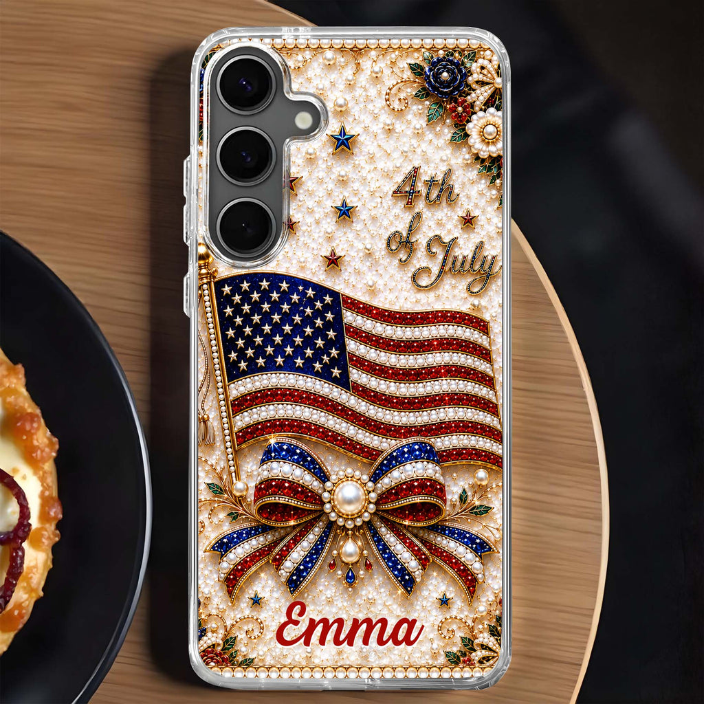Personalized Clear Phone Case American Flag Gift for Her Clear Phone Case GradoCreations