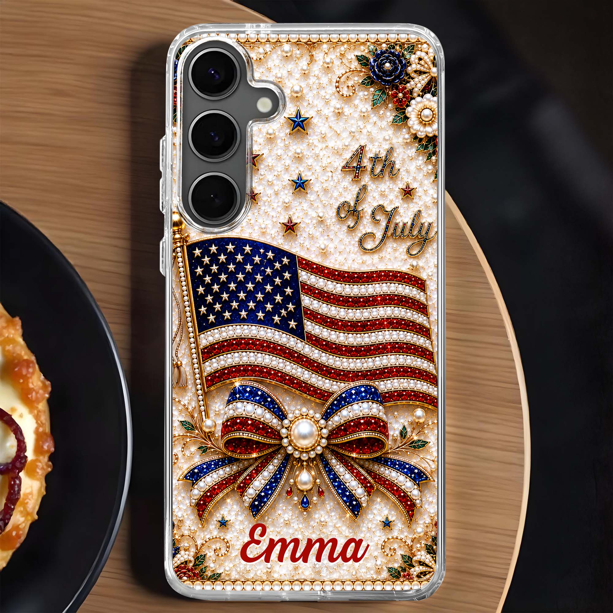 Personalized Clear Phone Case American Flag Gift for Her Clear Phone Case GradoCreations