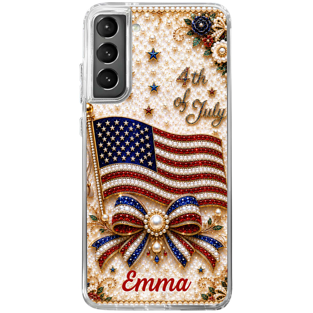 Personalized Clear Phone Case American Flag Gift for Her Clear Phone Case GradoCreations