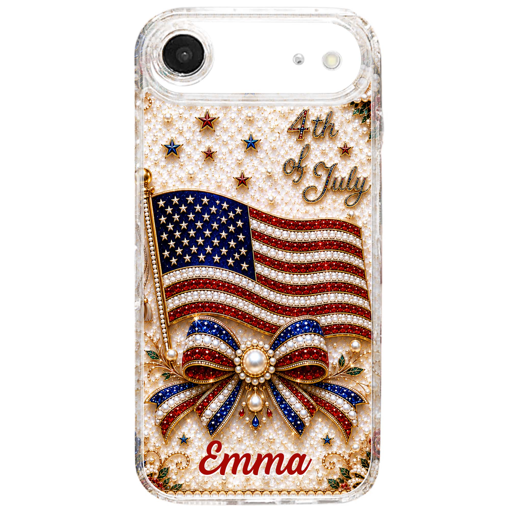 Personalized Clear Phone Case American Flag Gift for Her Clear Phone Case GradoCreations
