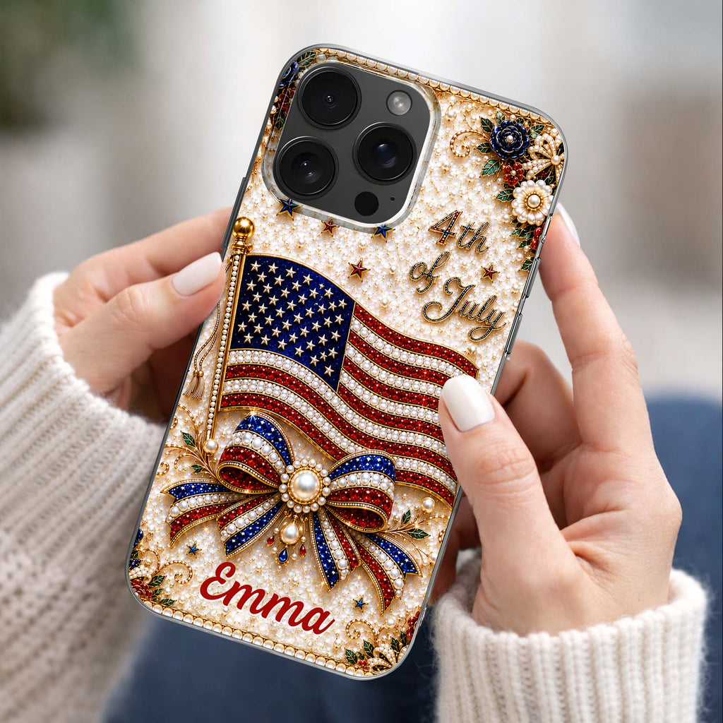 Personalized Clear Phone Case American Flag Gift for Her Clear Phone Case GradoCreations