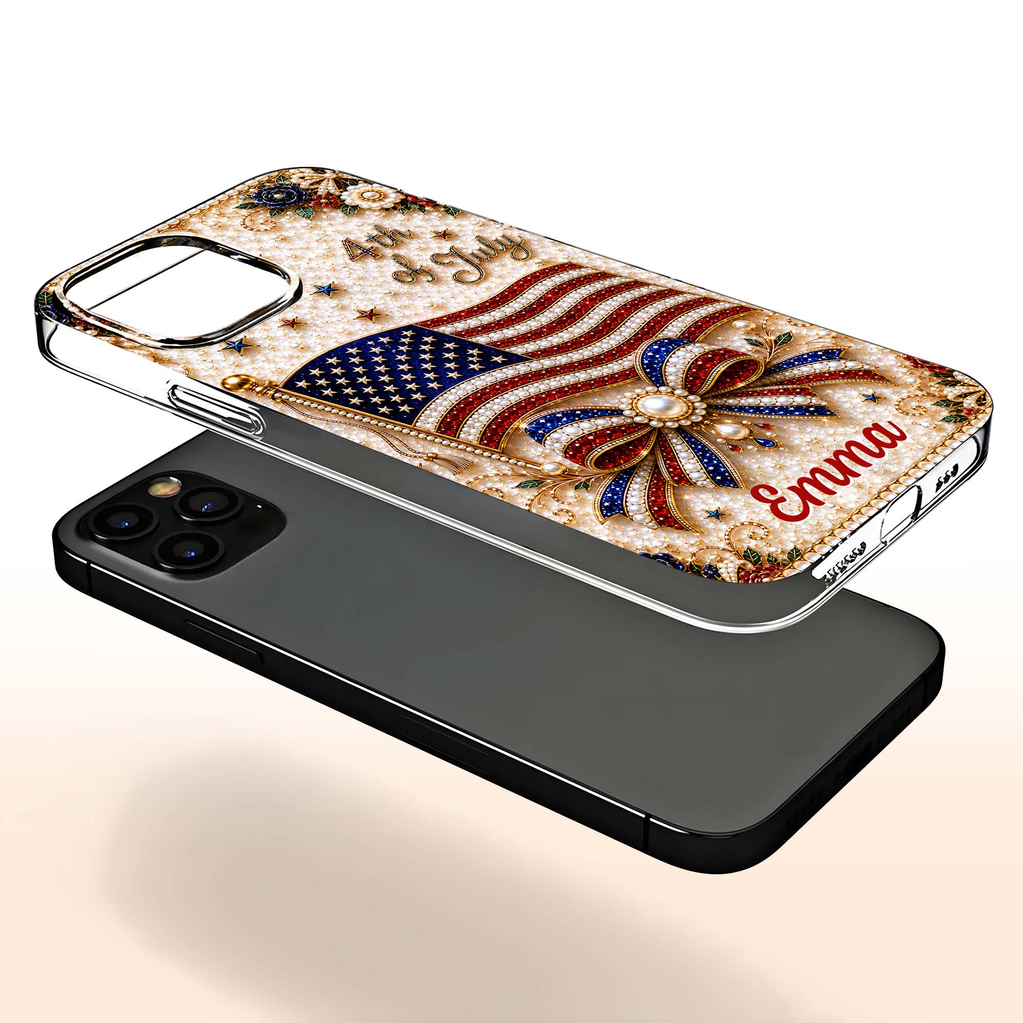 Personalized Clear Phone Case American Flag Gift for Her Clear Phone Case GradoCreations