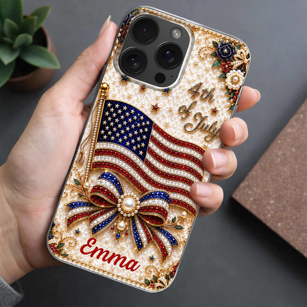 Personalized Clear Phone Case American Flag Gift for Her Clear Phone Case GradoCreations