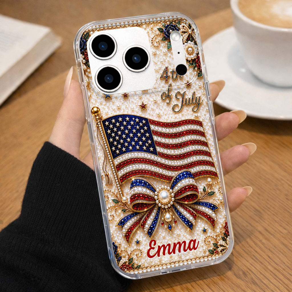 Personalized Clear Phone Case American Flag Gift for Her Clear Phone Case GradoCreations