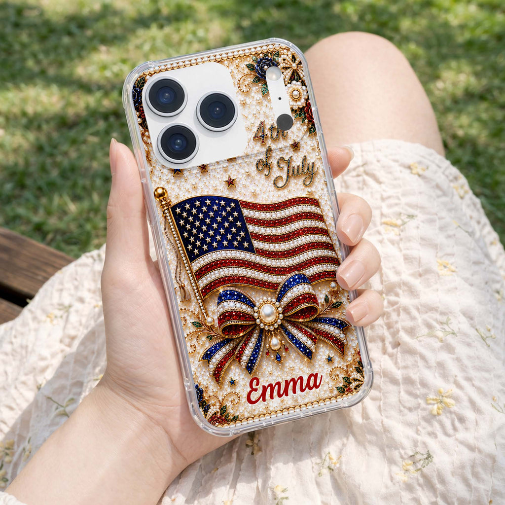Personalized Clear Phone Case American Flag Gift for Her Clear Phone Case GradoCreations