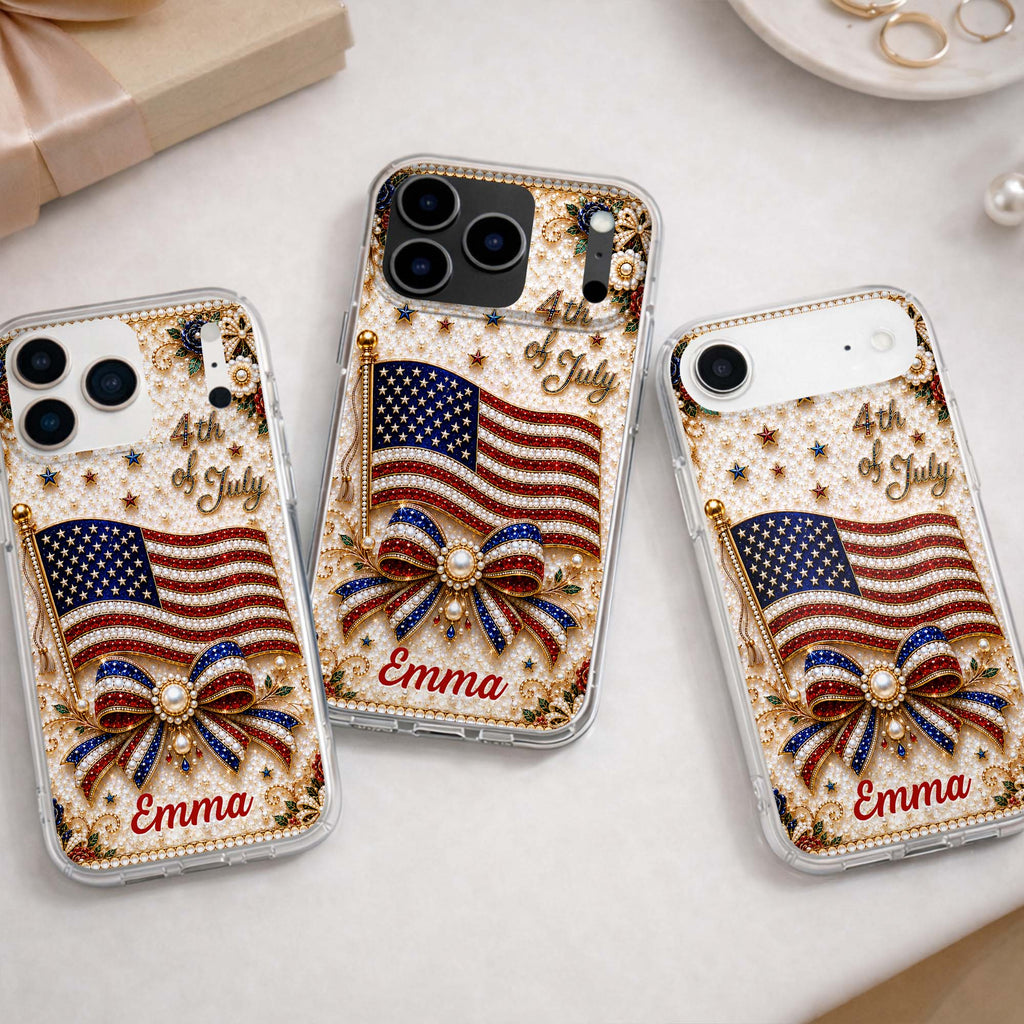 Personalized Clear Phone Case American Flag Gift for Her Clear Phone Case GradoCreations