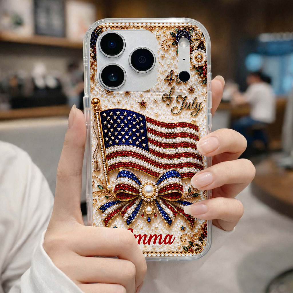 Personalized Clear Phone Case American Flag Gift for Her Clear Phone Case GradoCreations