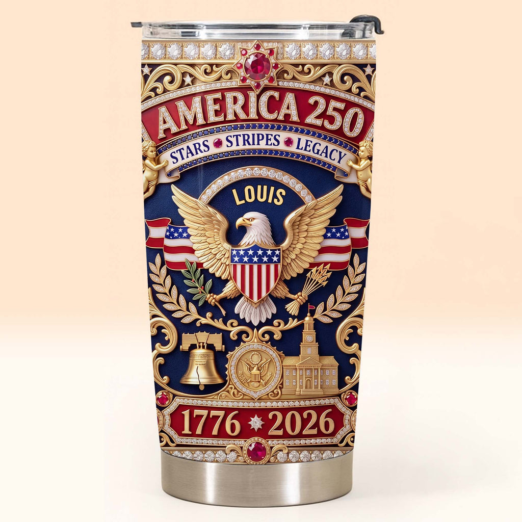 Personalized 20oz Stainless Steel Tumbler with Eagle & Flag for Dad 20oz Tumbler GradoCreations