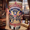 Personalized 20oz Stainless Steel Tumbler with Eagle & Flag for Dad 20oz Tumbler GradoCreations