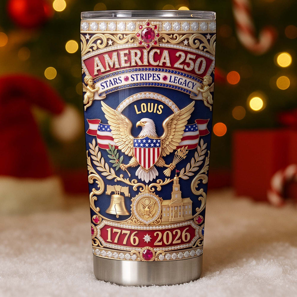 Personalized 20oz Stainless Steel Tumbler with Eagle & Flag for Dad 20oz Tumbler GradoCreations
