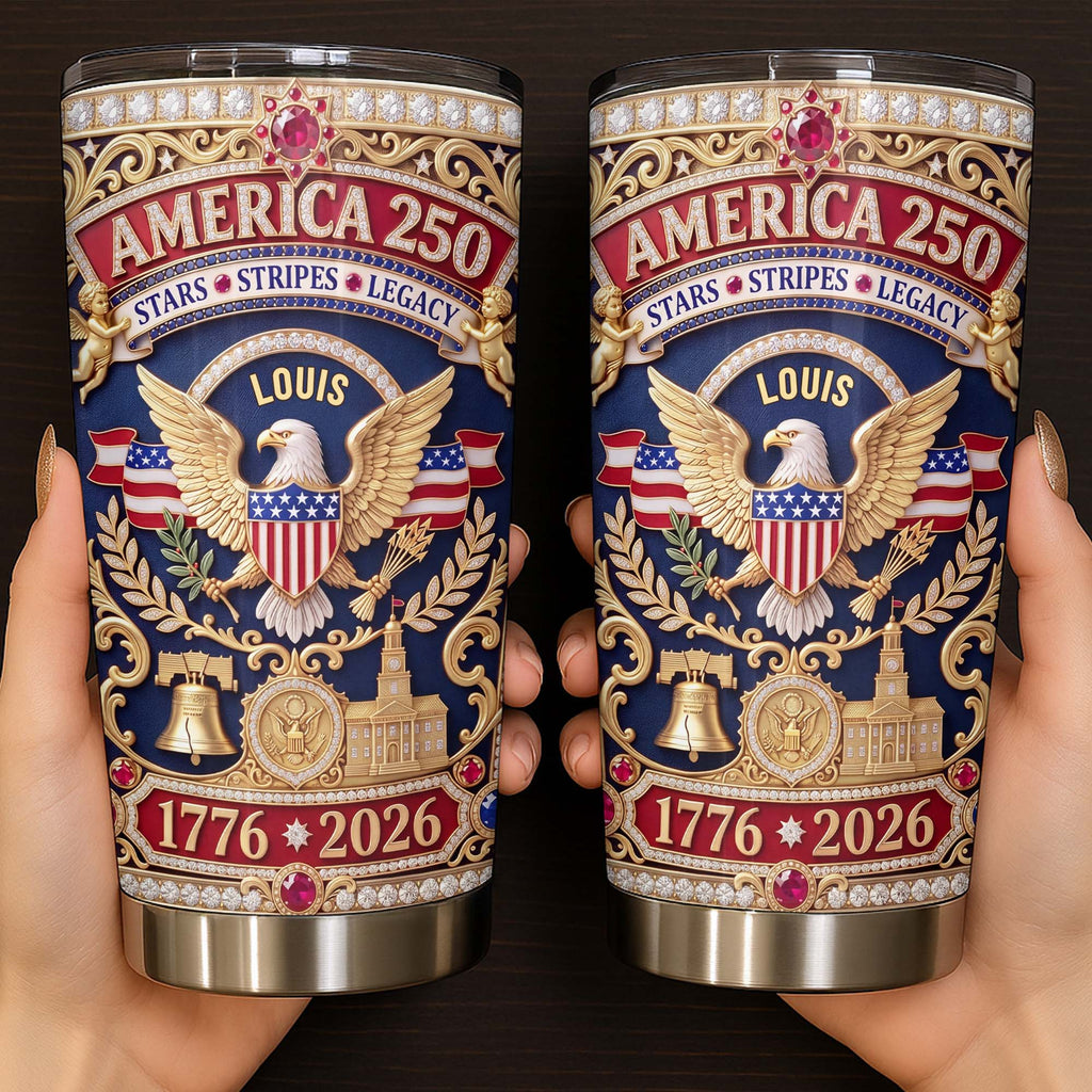 Personalized 20oz Stainless Steel Tumbler with Eagle & Flag for Dad 20oz Tumbler GradoCreations