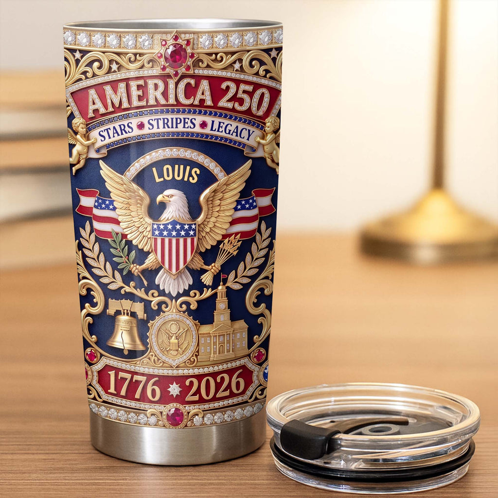 Personalized 20oz Stainless Steel Tumbler with Eagle & Flag for Dad 20oz Tumbler GradoCreations