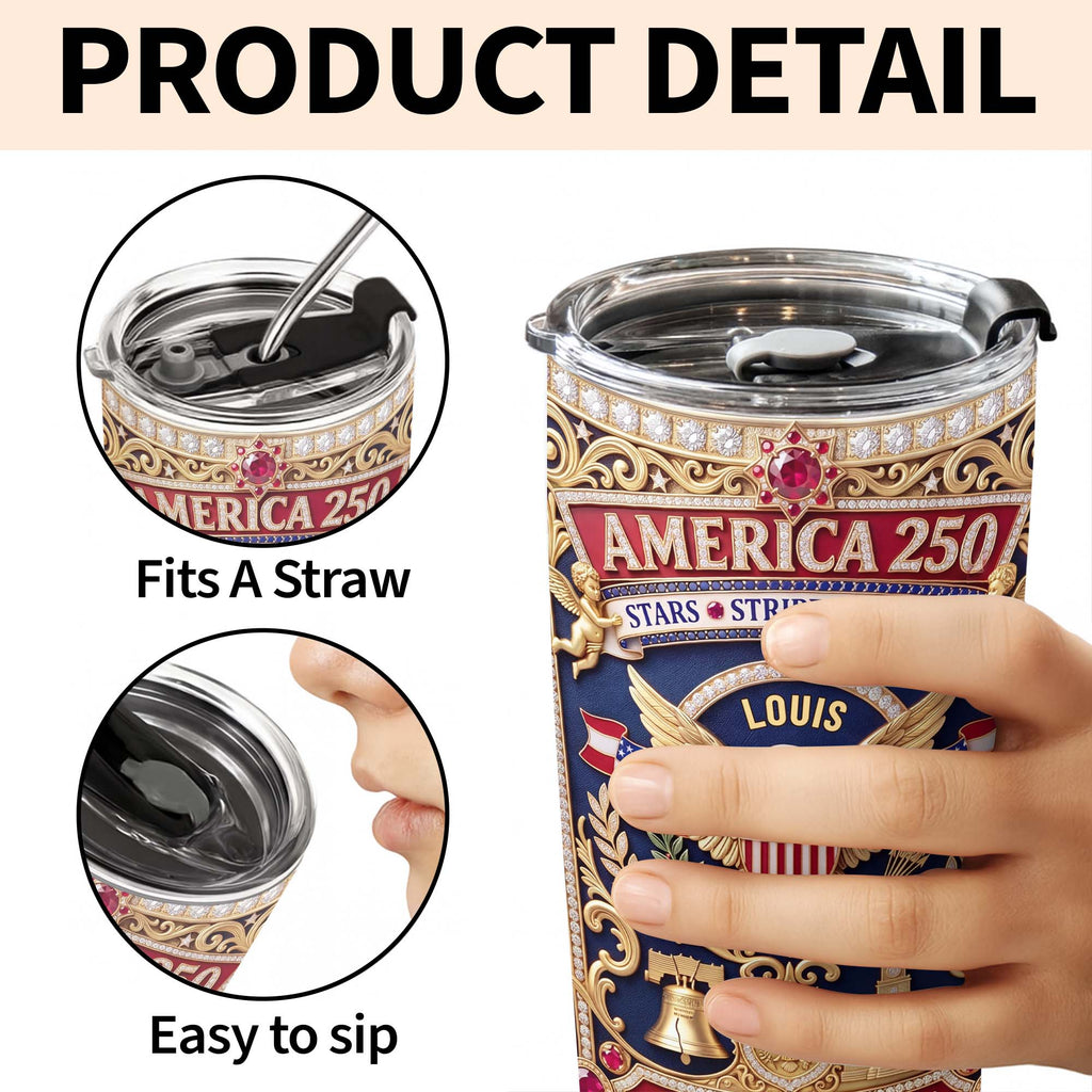 Personalized 20oz Stainless Steel Tumbler with Eagle & Flag for Dad 20oz Tumbler GradoCreations
