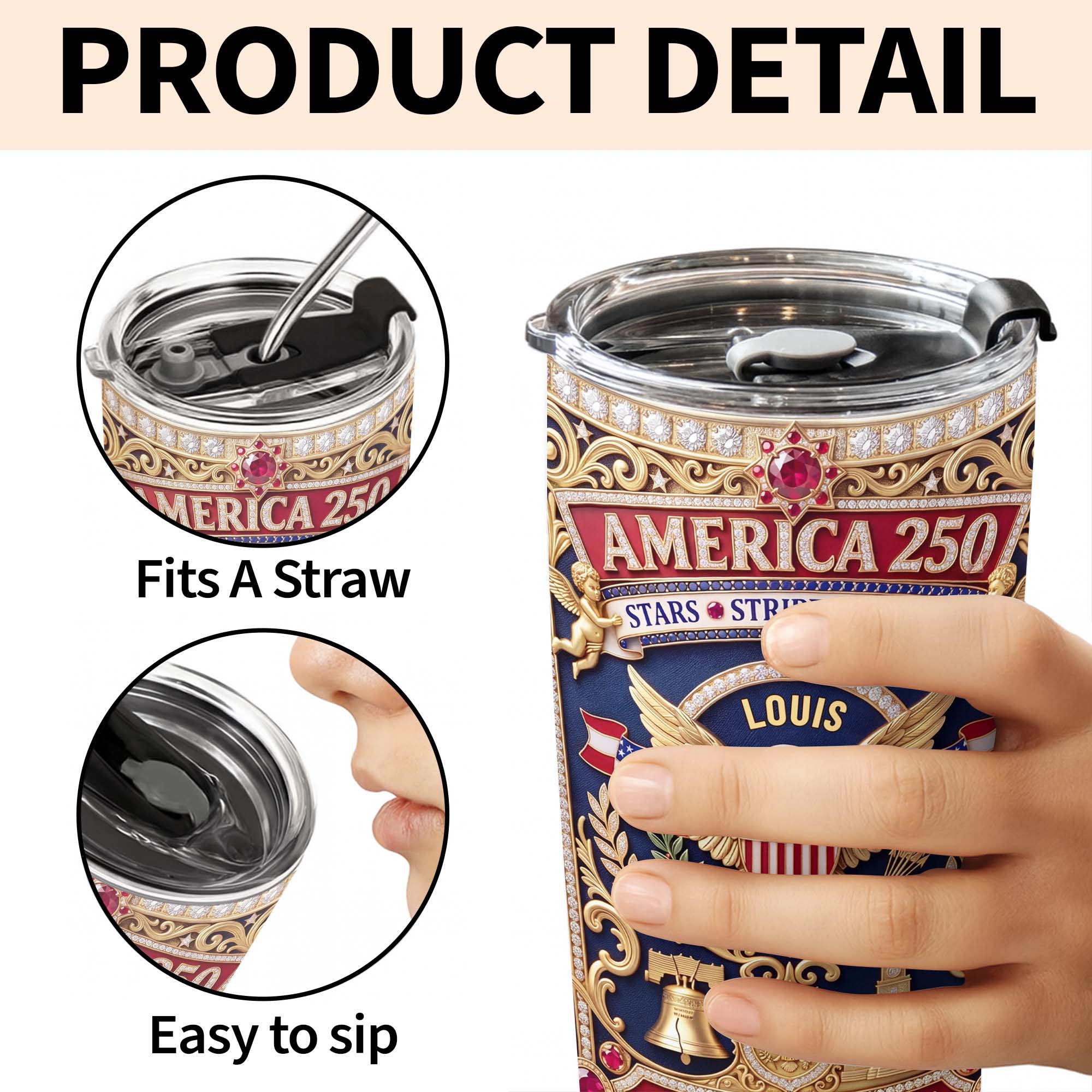 Personalized 20oz Stainless Steel Tumbler with Eagle & Flag for Dad 20oz Tumbler GradoCreations