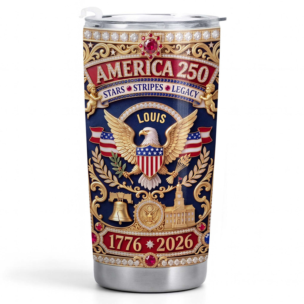 Personalized 20oz Stainless Steel Tumbler with Eagle & Flag for Dad 20oz Tumbler GradoCreations