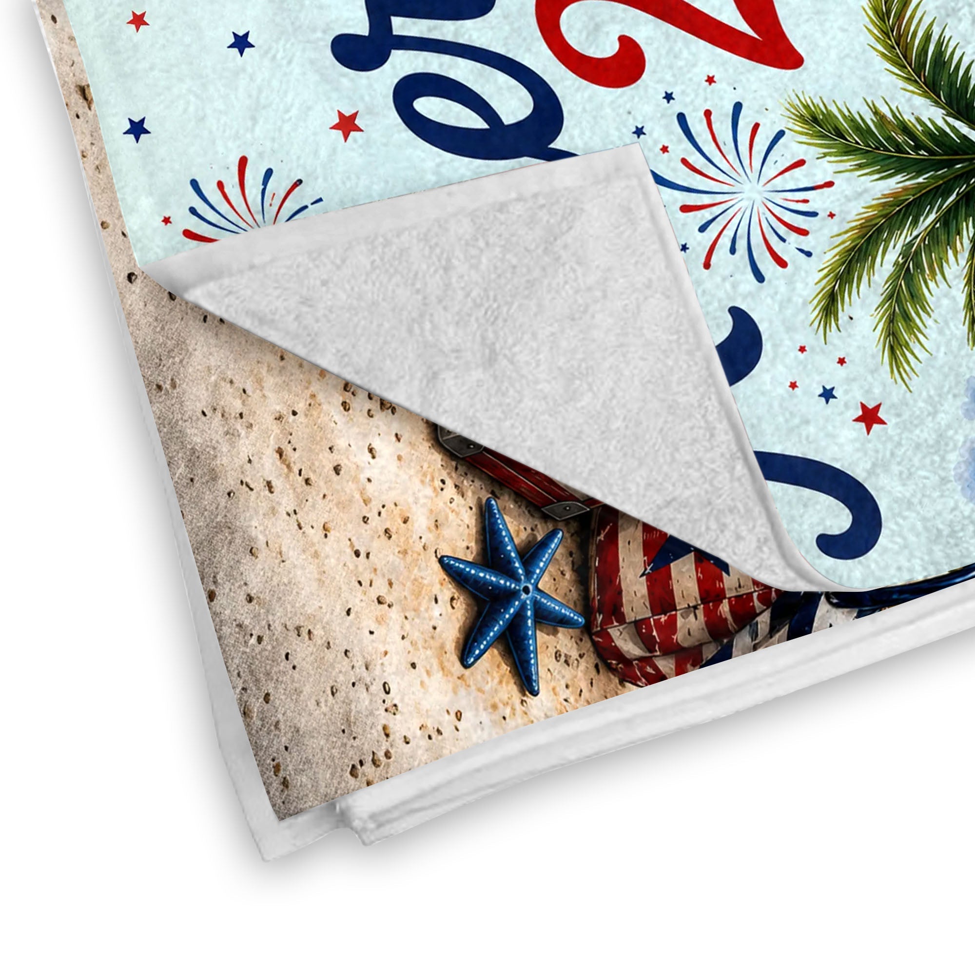 Personalized Beach Towel Custom Name Eagle Fireworks Gift Beach Towels GradoCreations