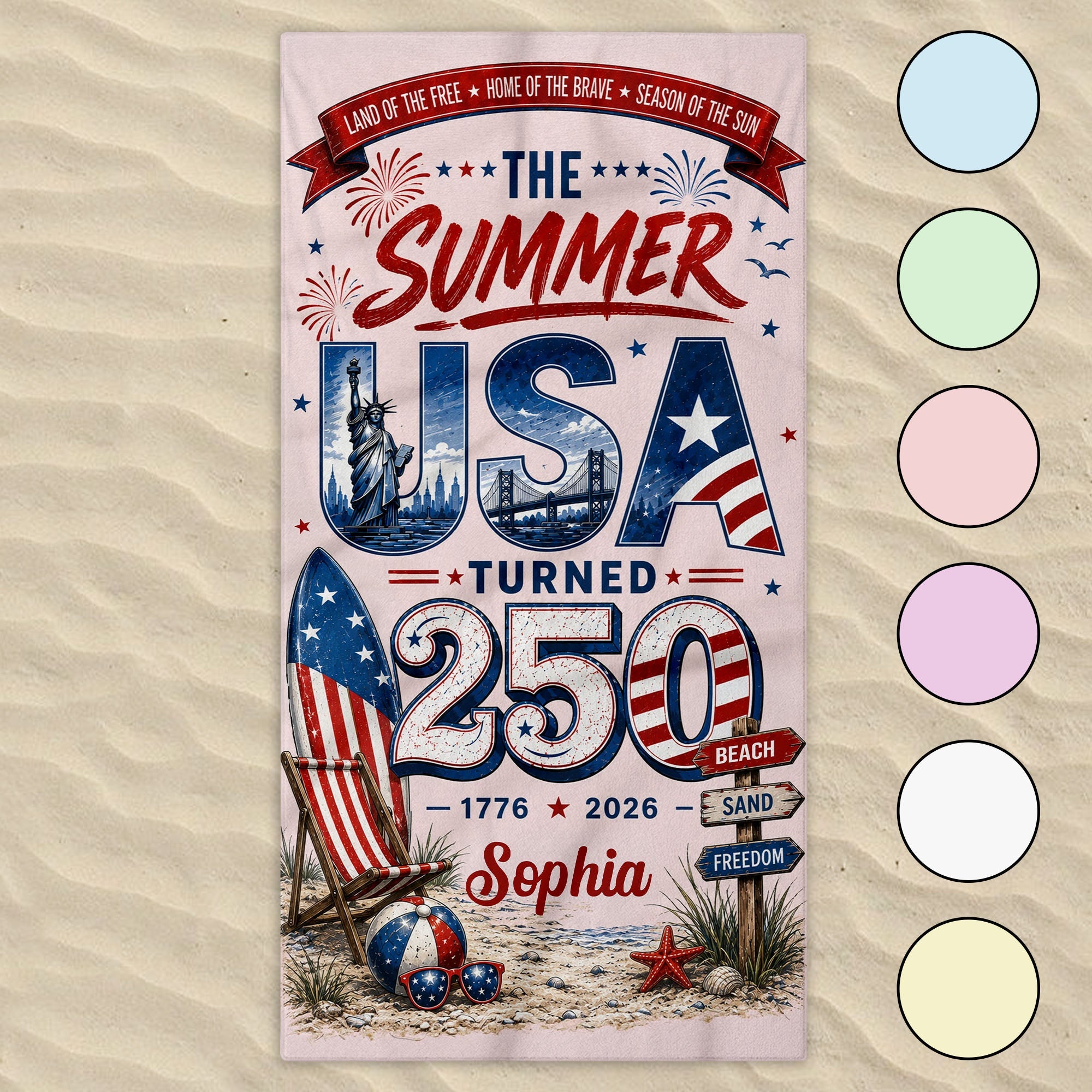 Personalized Microfiber Beach Towel Custom Design USA Gift Beach Towels GradoCreations
