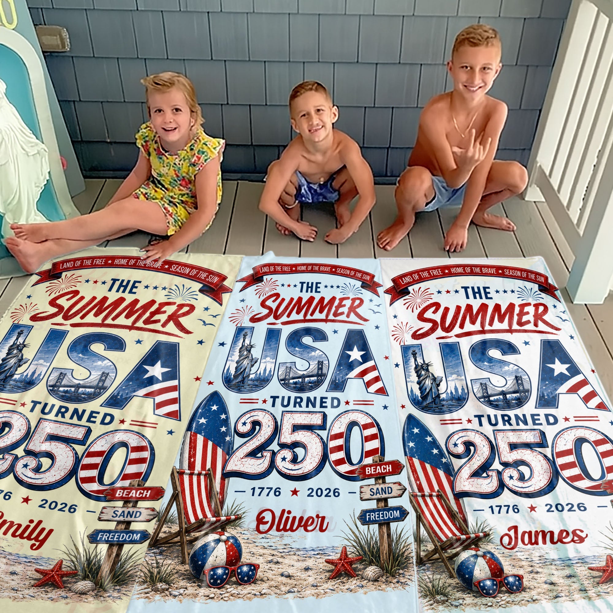 Personalized Microfiber Beach Towel Custom Design USA Gift Beach Towels GradoCreations